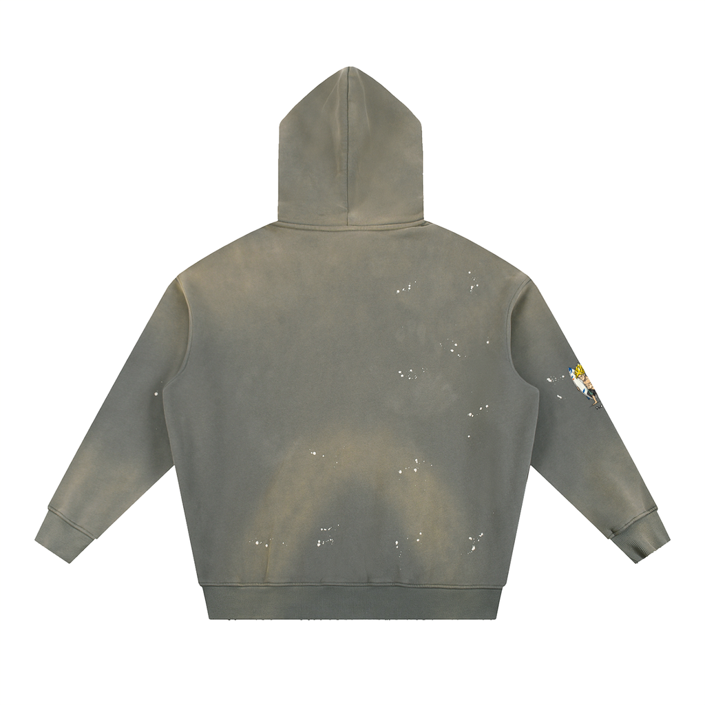 Vintage Washed Frayed Fleece Hoodie