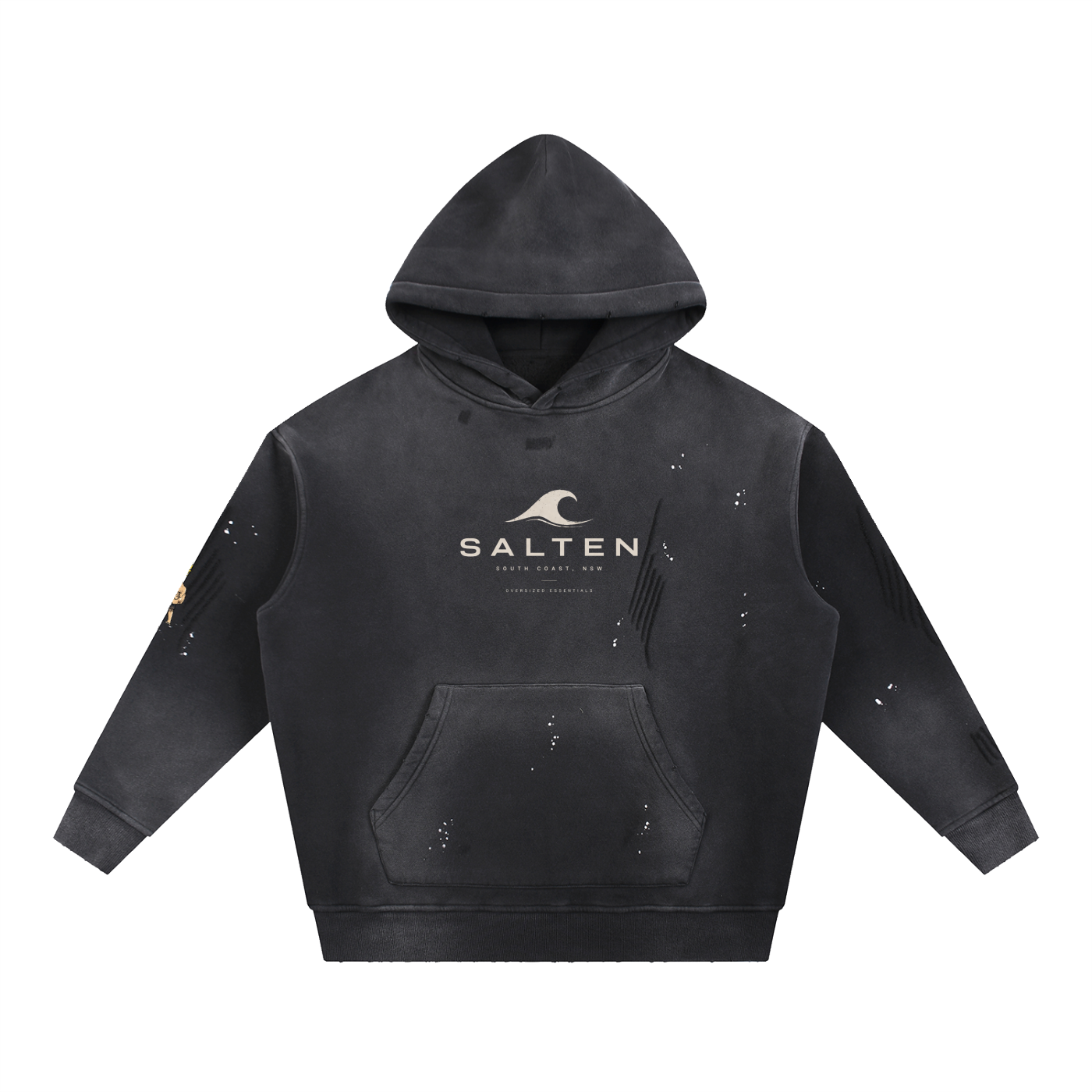 Vintage Washed Frayed Fleece Hoodie